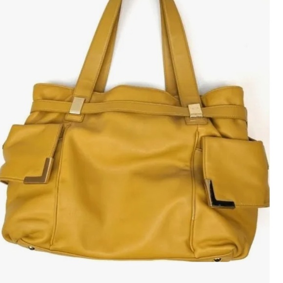 Michael Kors Beverley Mustard Yellow- Gold Drawstring Bag- rare vintage - Picture 2 of 16